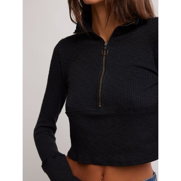 FREE PEOPLE We The Free Midnight Half Zip / Black - Picture 8 of 10
